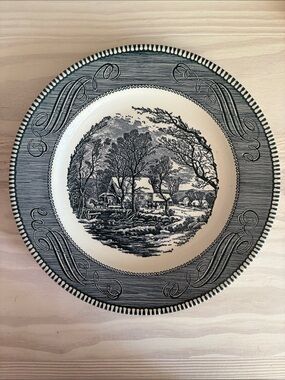 VTG Currier & Ives Dinner Plate Featuring "The Old Grist Mill" Pattern